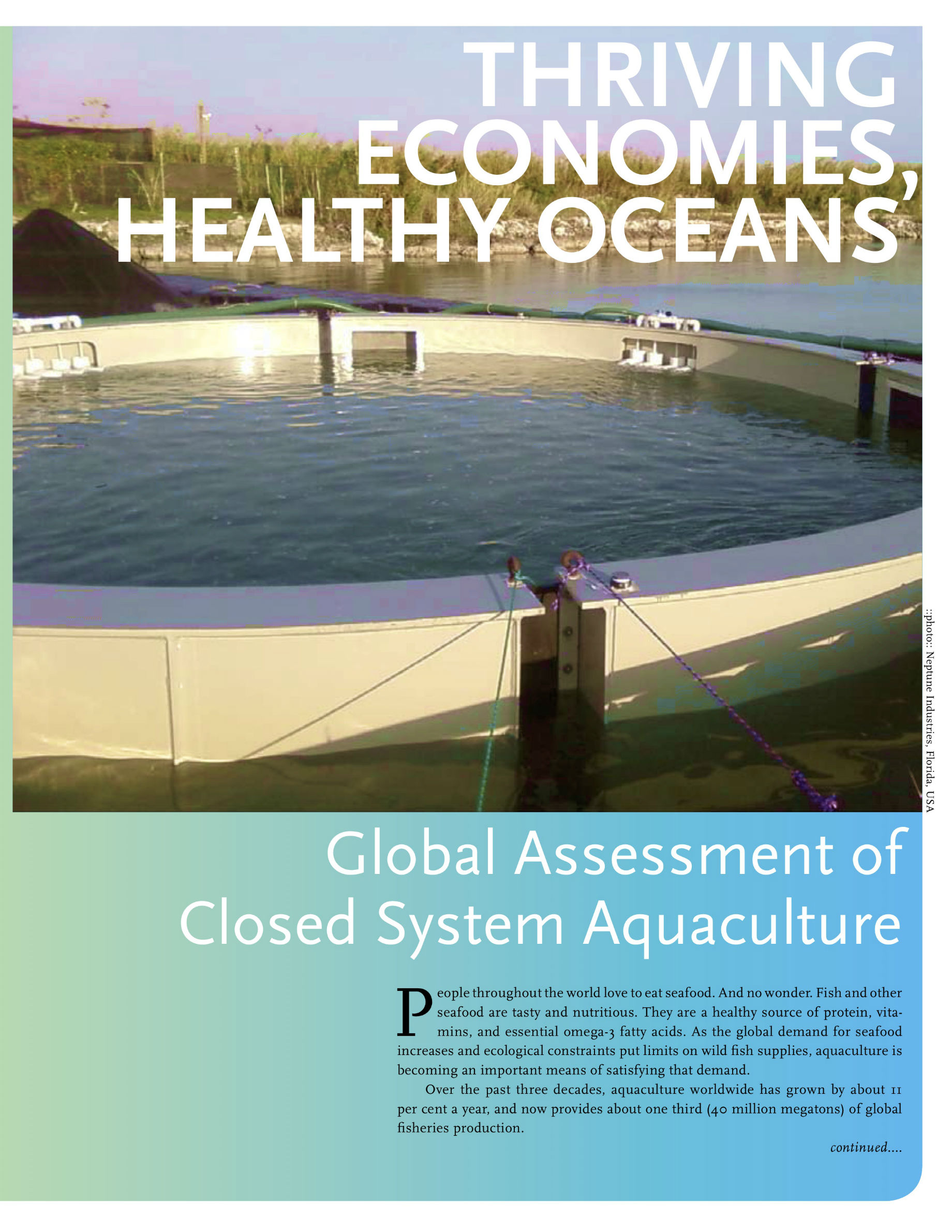 EXECUTIVE SUMMARY: Thriving Economies, Healthy Oceans: Global Assessment of Closed System Aquaculture