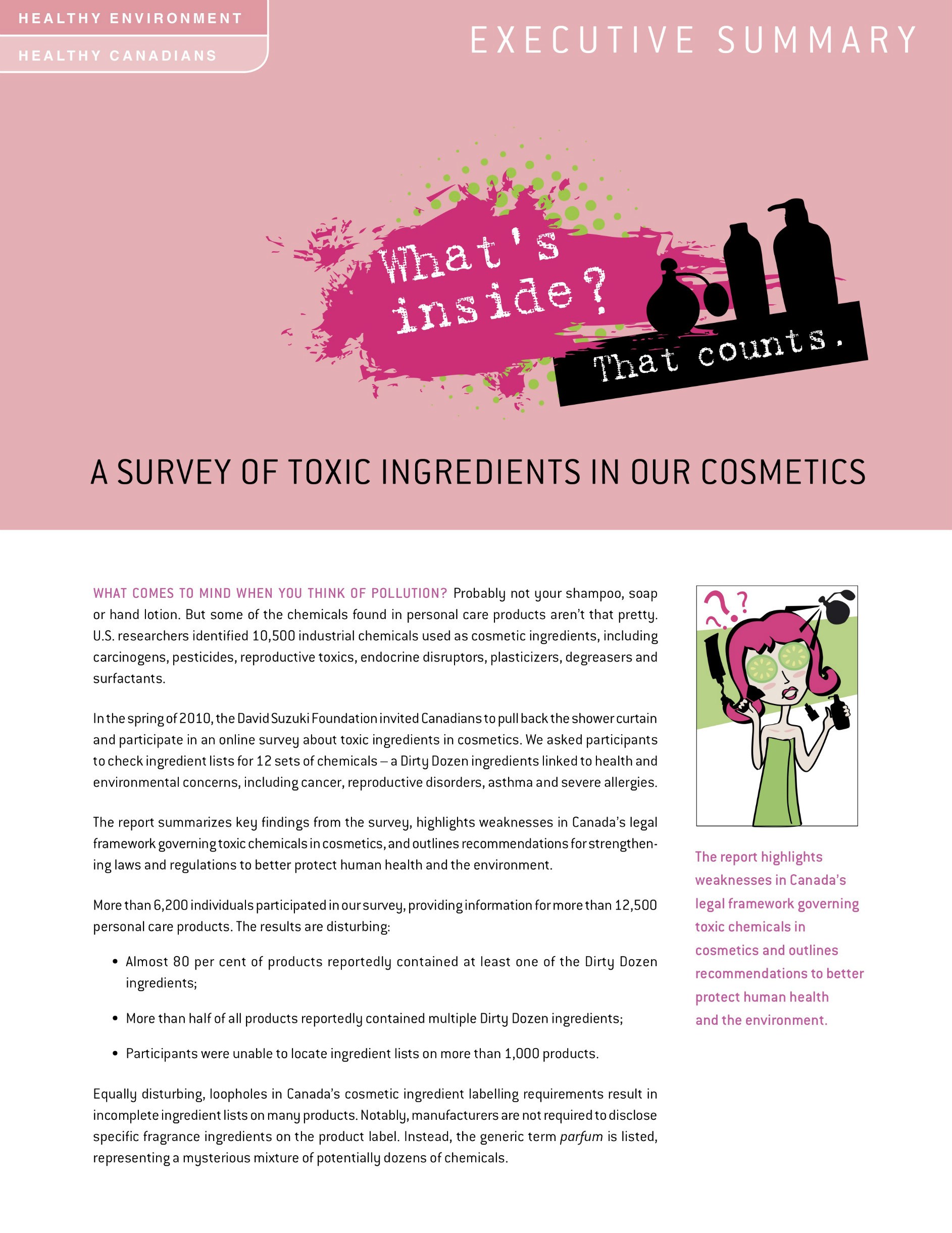 EXECUTIVE SUMMARY — What's Inside? That Counts: A Survey of Toxic Ingredients in Our Cosmetics