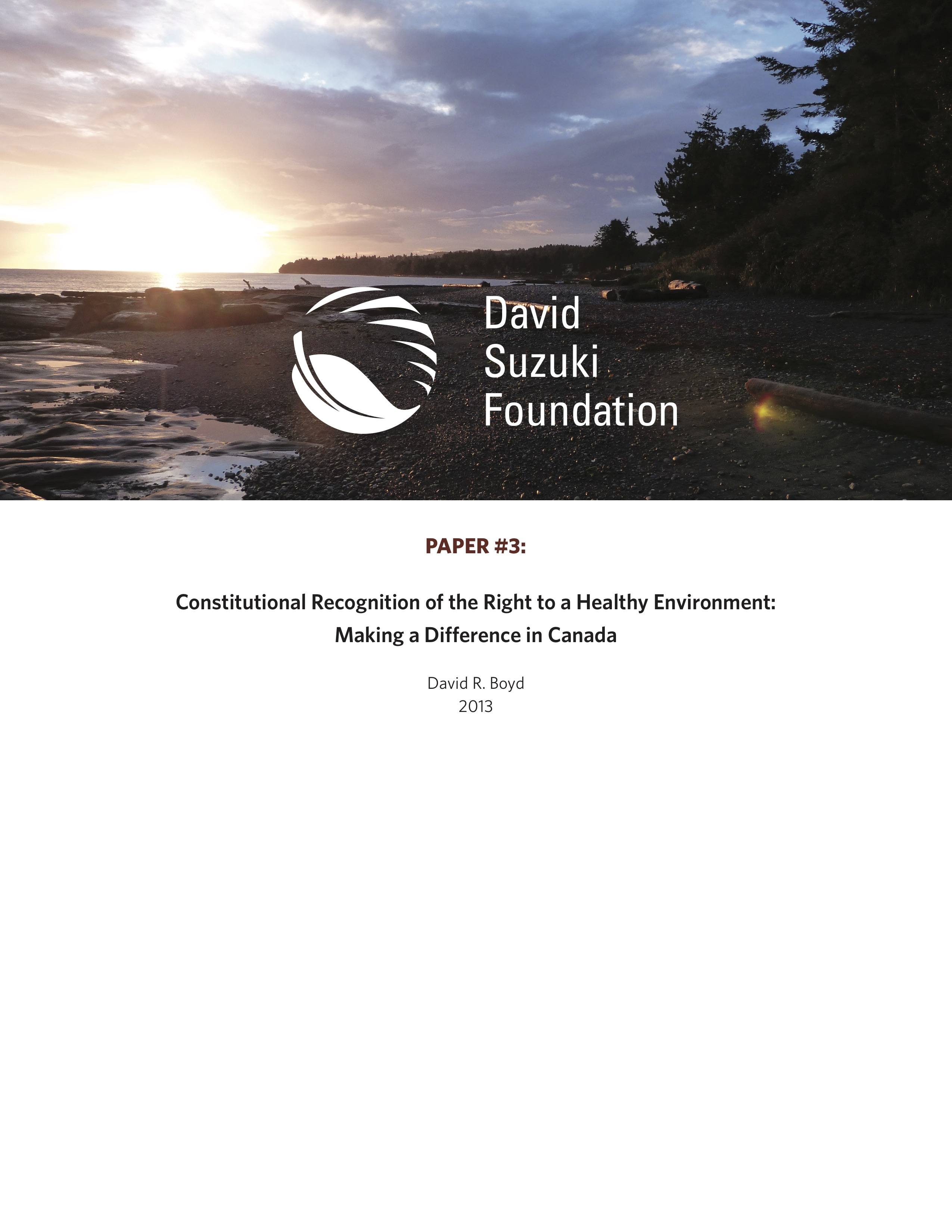 Constitutional Recognition of the Right to a Healthy Environment: Making a Difference in Canada
