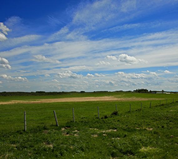 A panoramic landscape of Cochrane, Alberta.