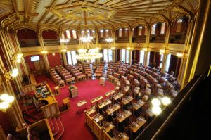 The interior of Norway's parliament, the Stortinget.