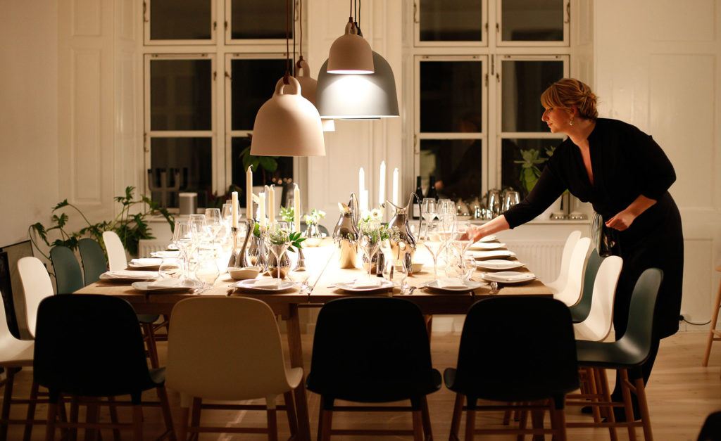 Setting the dinner table for holiday entertaining