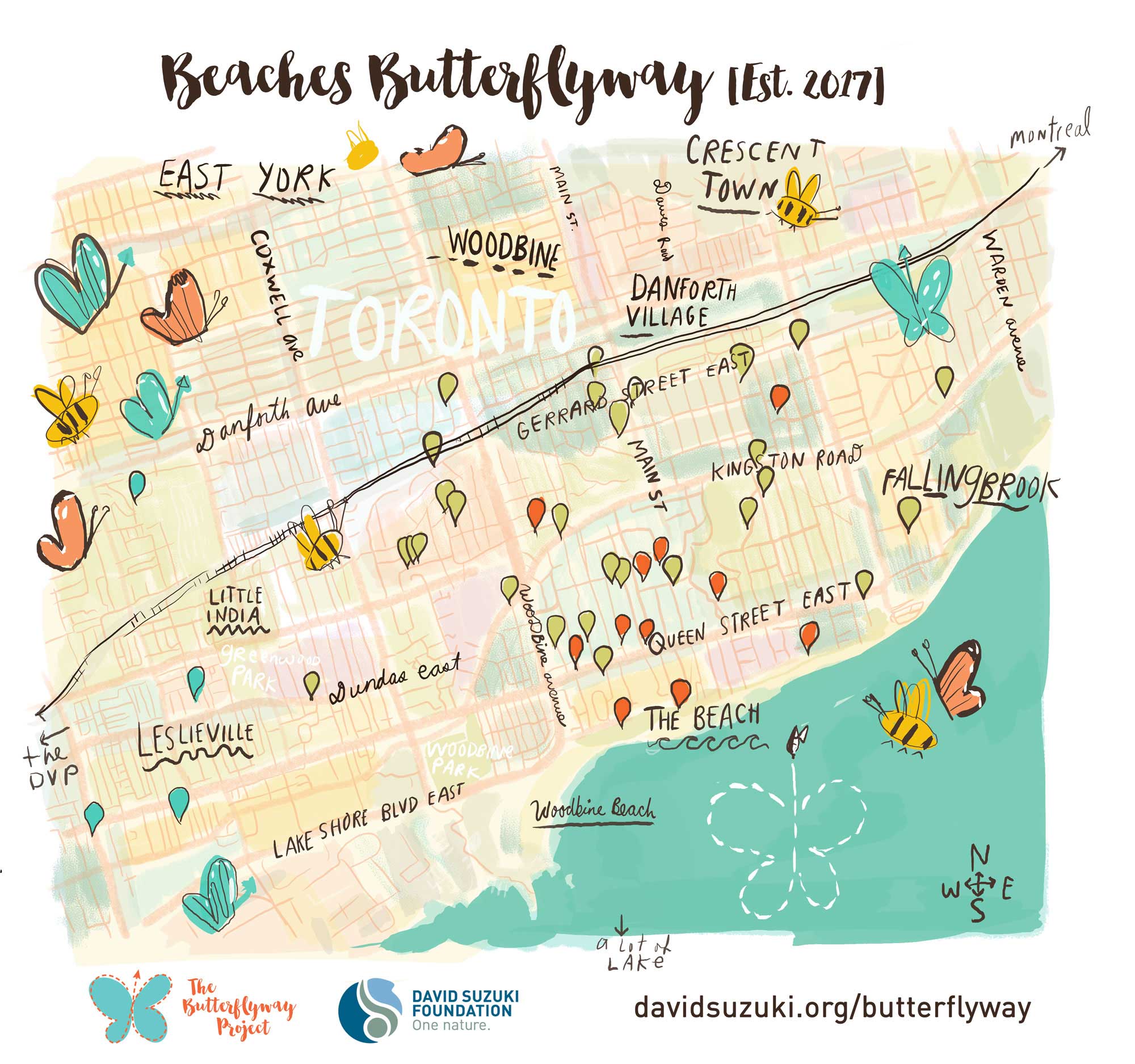 Toronto Beaches butterflyway map