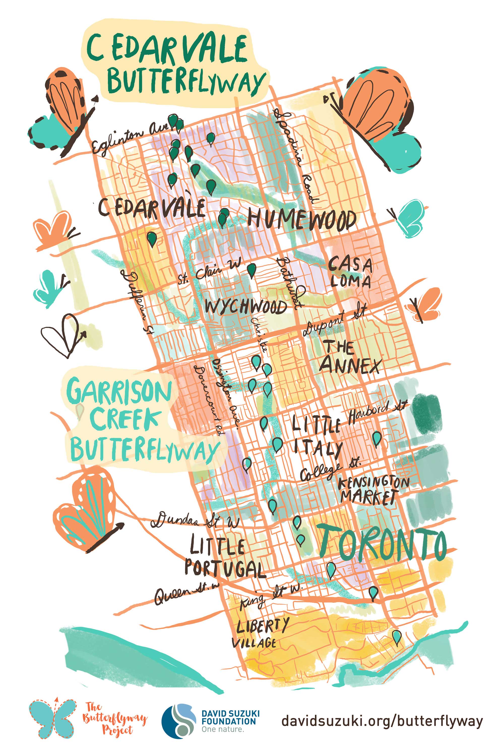 Toronto Cedarvale butterflyway map