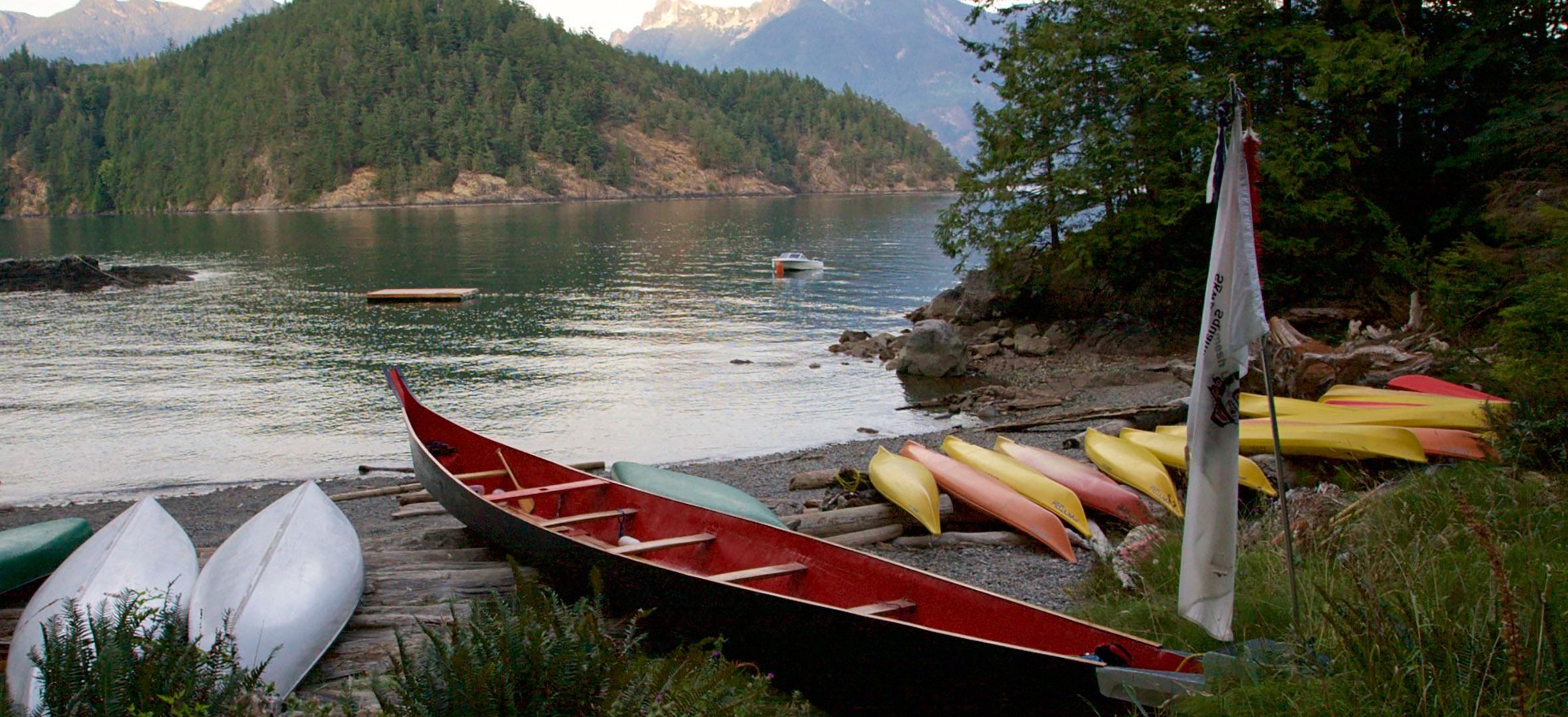Canoes and kayaks at Camp Suzuki: Howe Sound