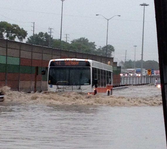 Toronto bus in flooded street