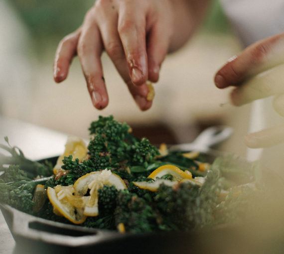 Cooking a meal full of vegetables