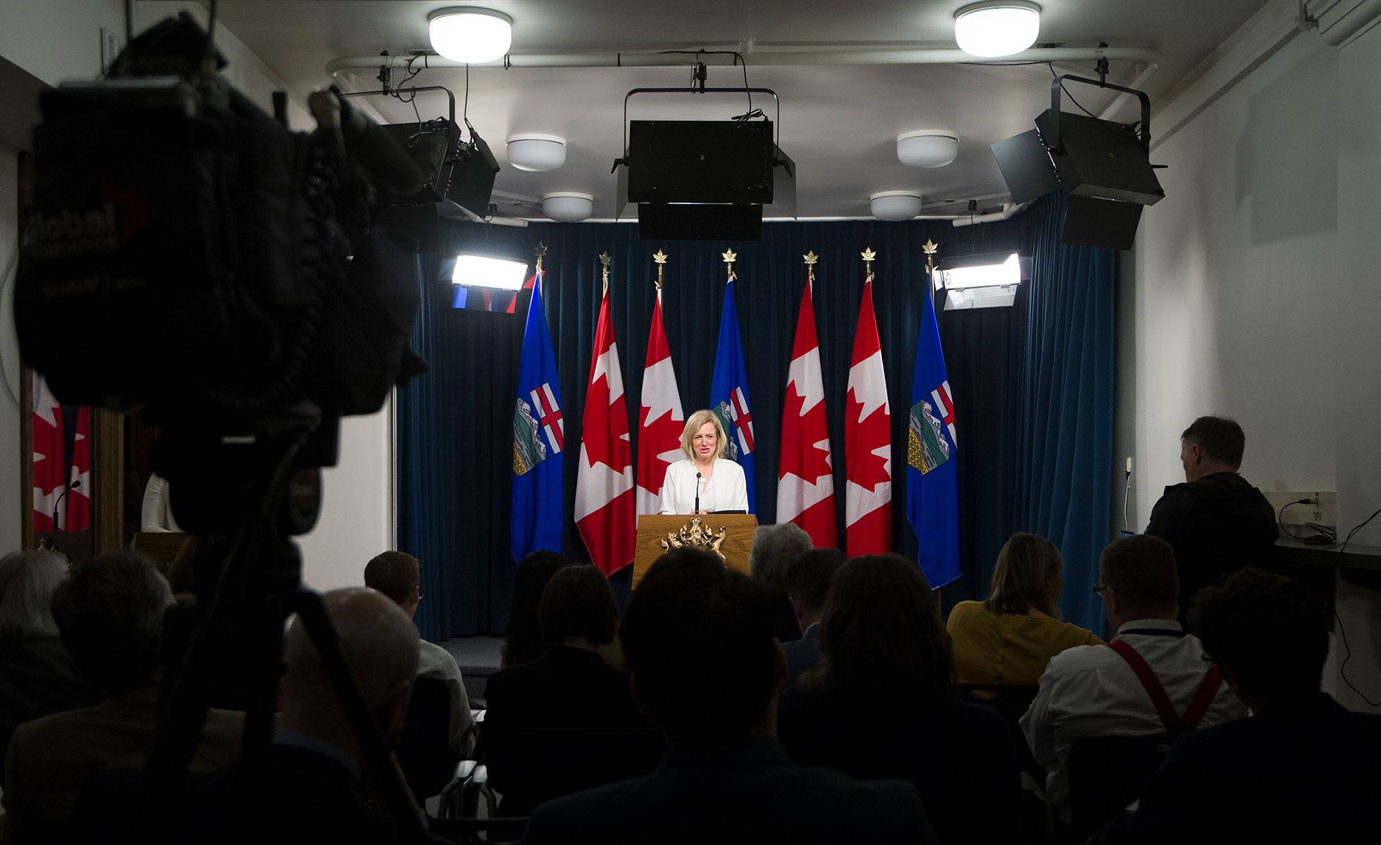 Rachel Notley at a press conference