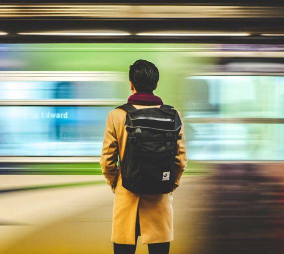 public-transportation-rapid-transit Young person waits for rapid transit