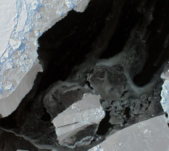 cracks in Canada's melting arctic sea ice