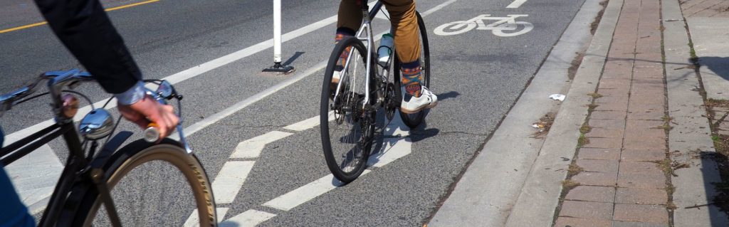cyclists using bike lane on Bloor Street