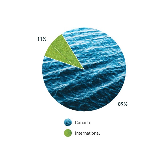 Pie chart indicating where our donations come from