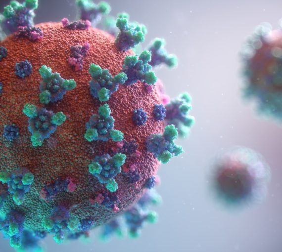 Microscopic view of the COVID-19 virus
