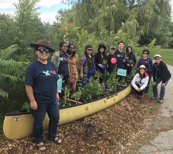 A 2017 Butterflyway rangers with canoe garden