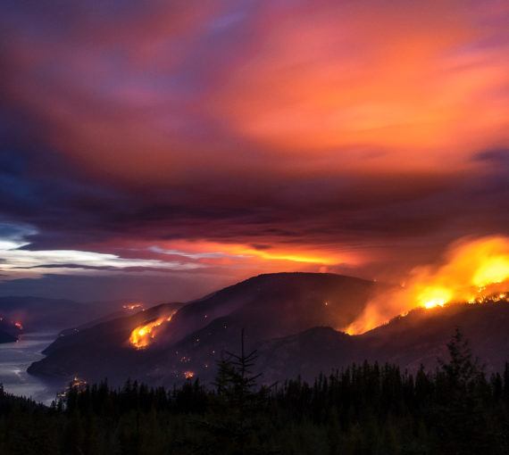 We need ambitious climate action. Okanagan forest fire indicating effects of climate change