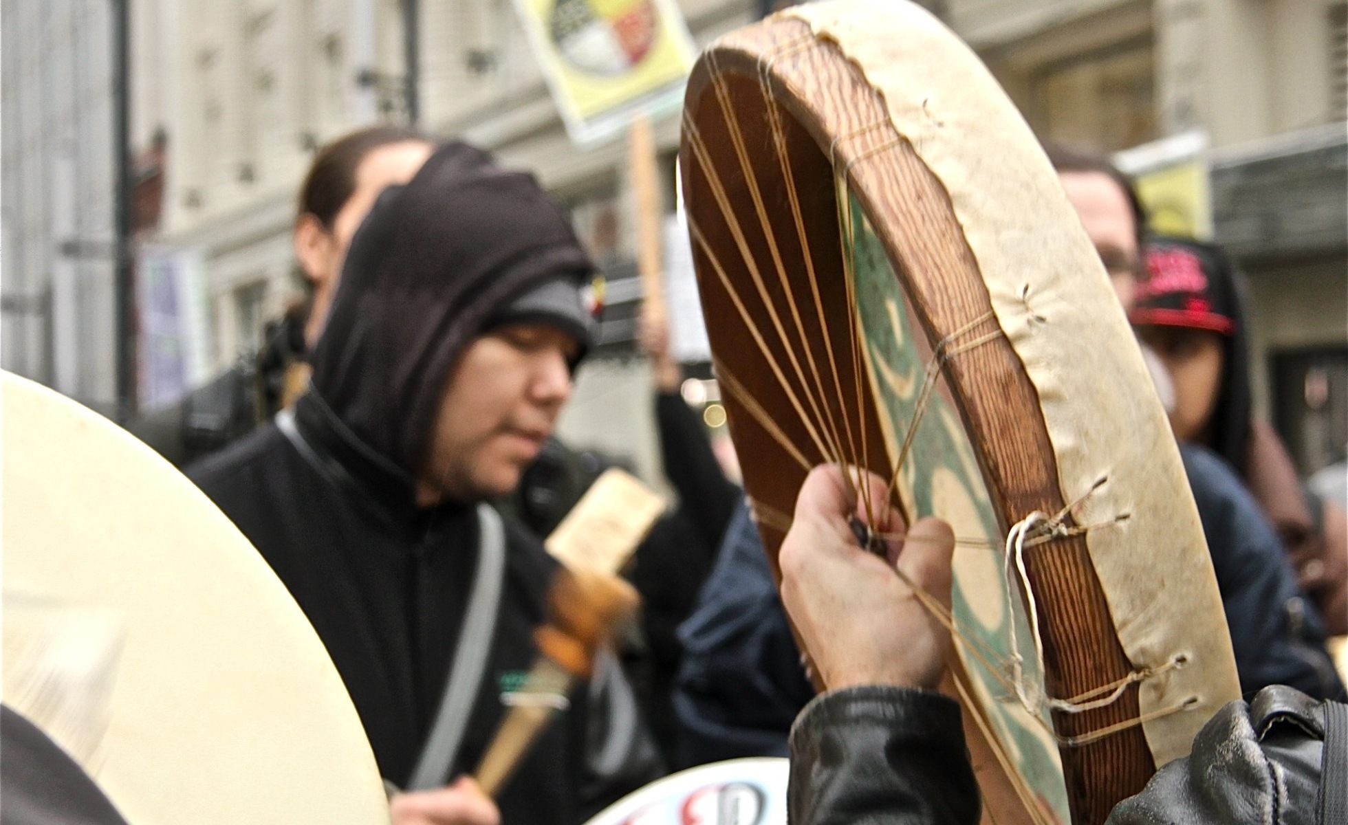 Hide drum held up at Idle No More rally