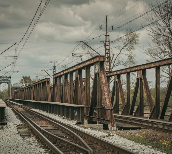 railroad tracks against sky