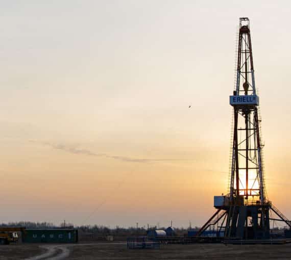 oil rig during sunrise