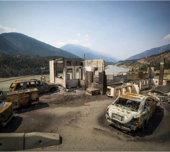 The aftermath of the temperatures ranging from 116 to 121 degrees Celsius in Lytton, British Columbia.