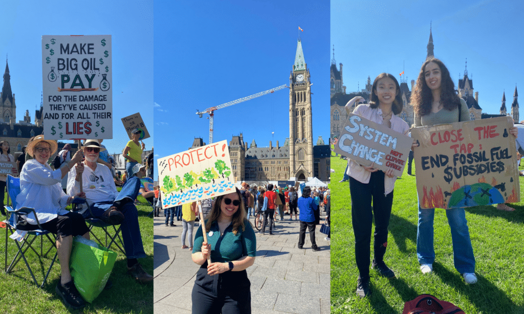 Photos of Maham and people at the climate strikes