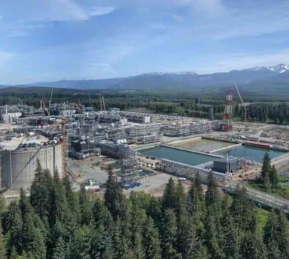 Photo of LNG site construction in June 2023, Kitimat, B.C. Courtesy of LNG Canada.