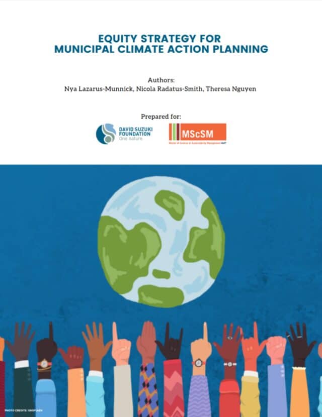 Front cover of the equity strategy for municipal climate action planning guide