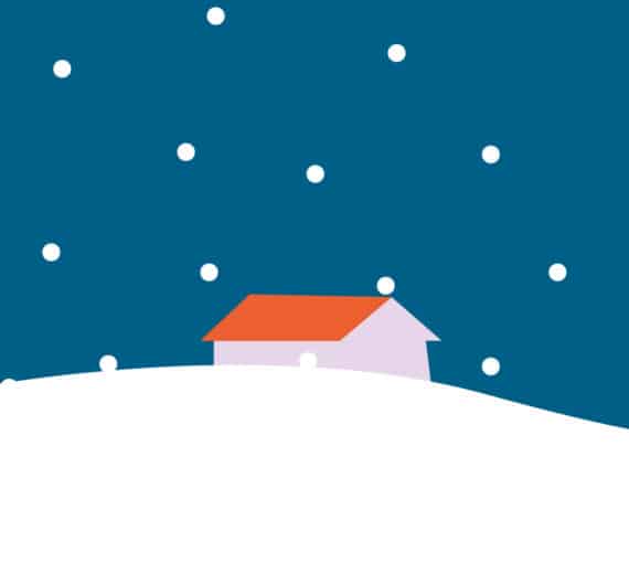 Illustration of a house in the snow