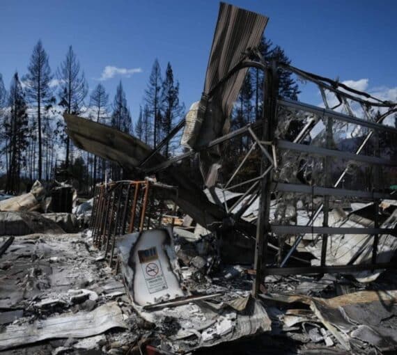 The burned remains of Scotch Creek-Lee Creek fire department and community hall.