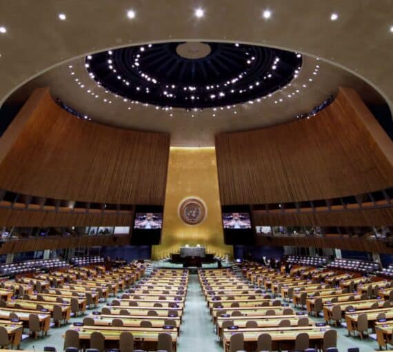 The General Assembly of the United Nations building interior