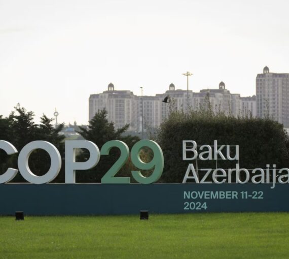 COP29 sign in Baku, Azerbaijan