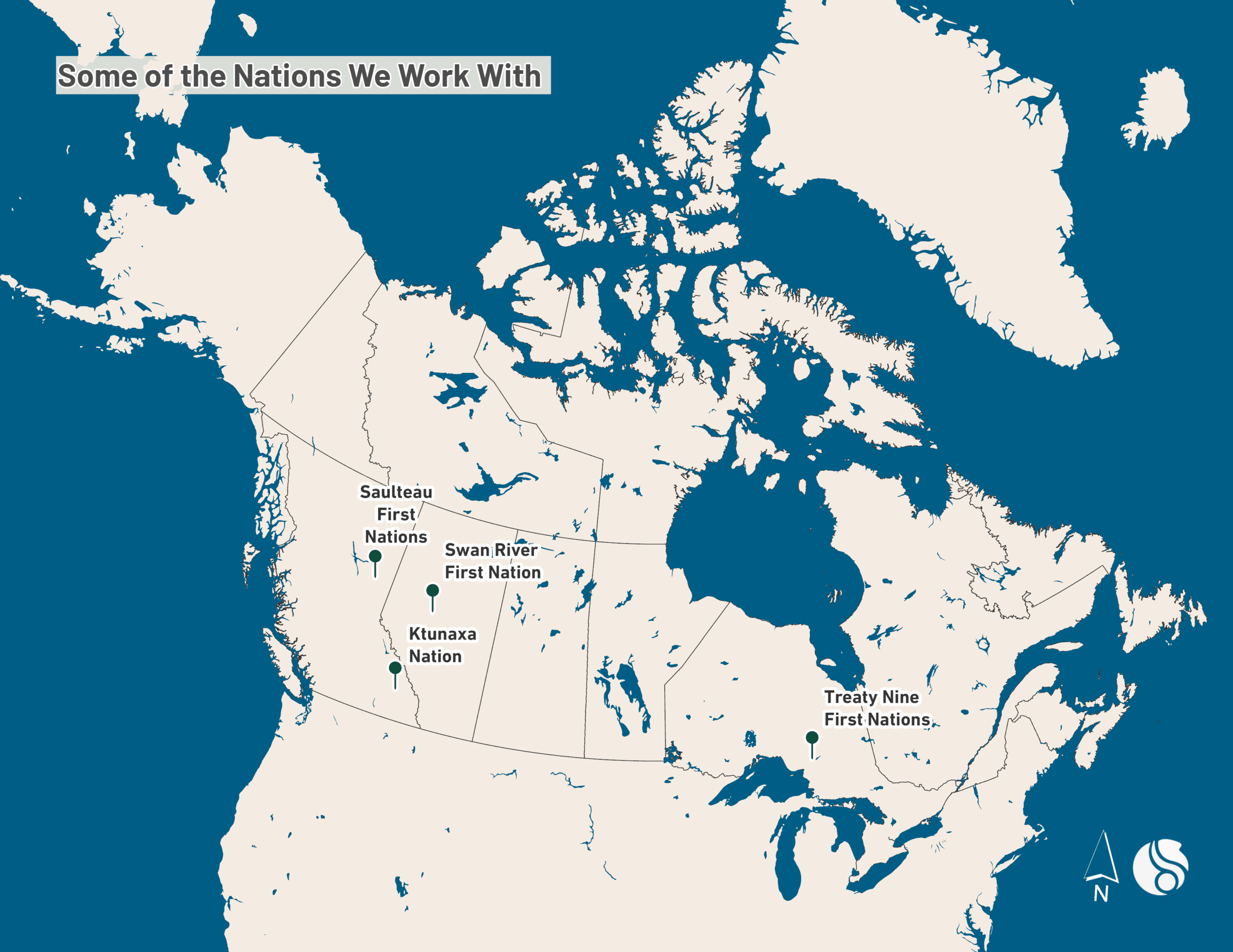 Some of the Nations We Work With - Nature Directed Stewardship Plans Map