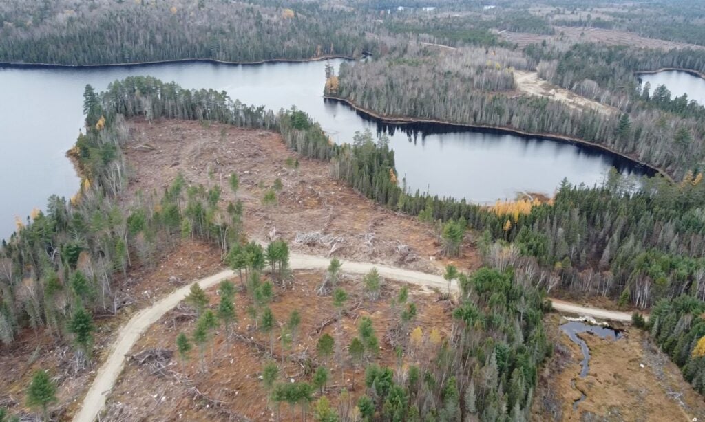 Aerial shot of deforestation