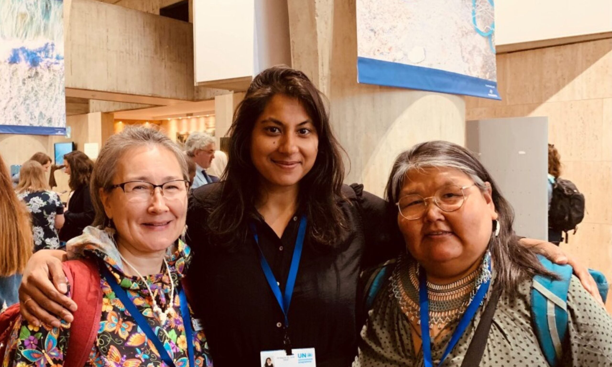 A photo of Lisa Koperqualuk, Sabaa Khan, Liz Pijogge, INC 2, Paris, 2023.