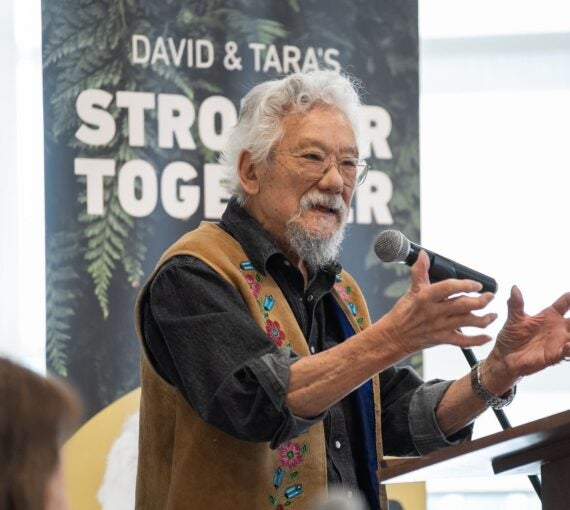 David Suzuki speaks to participants in Mississauga on the Stronger Together Tour