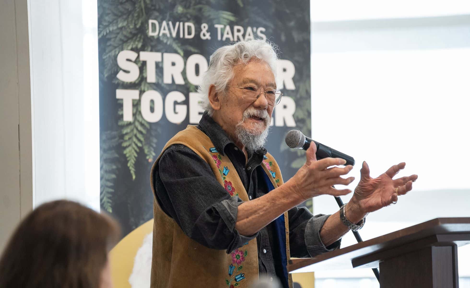 David Suzuki speaks to participants in Mississauga on the Stronger Together Tour