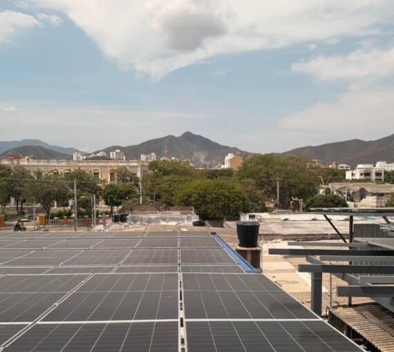 Solar panels pictured in Santa Marta, Colombia.