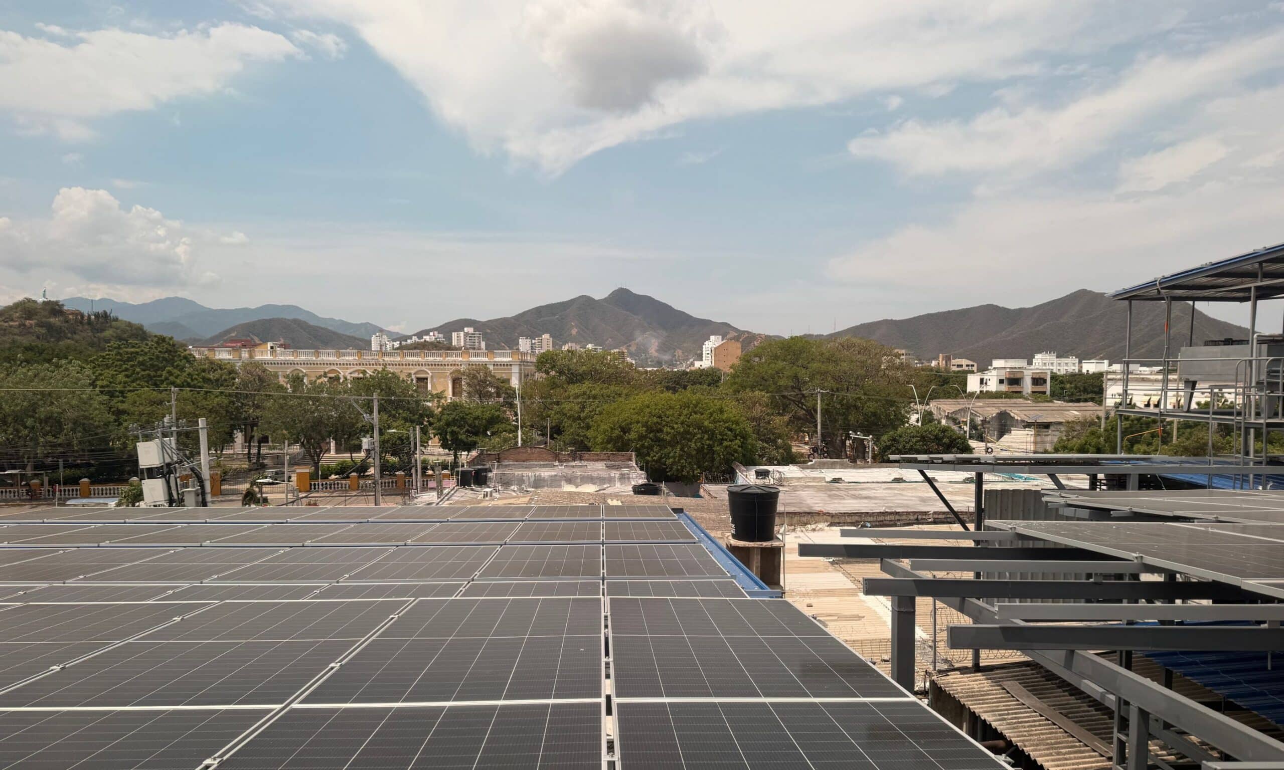 Solar panels pictured in Santa Marta, Colombia.