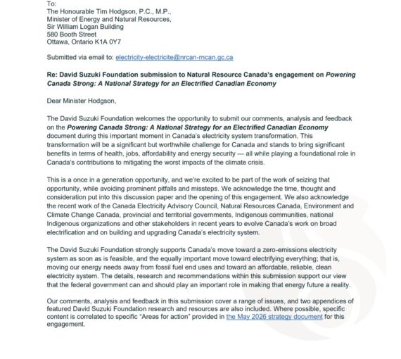 Thumbnail of the DSF submissions to Natural Resource Canada's engagement on Powering Canada Strong: A National Strategy for an Electrified Canadian Economy
