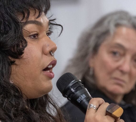 Janelle Lapointe and Minister Julie Dabrusin at COP30 in Belém, Brazil