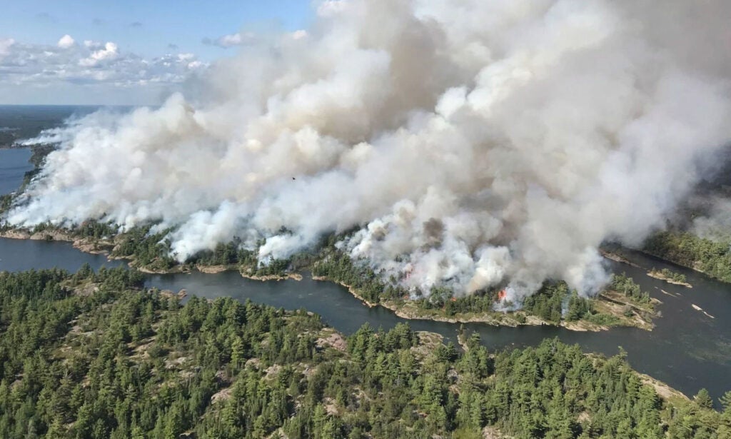 A forest fire in northern Ontario