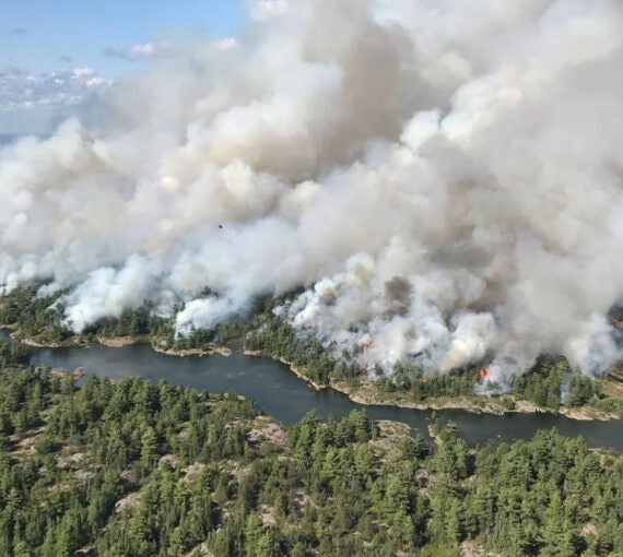 A forest fire in northern Ontario